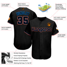 Load image into Gallery viewer, Custom Black Powder Blue-Orange Baseball Jersey