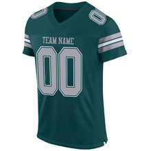 Load image into Gallery viewer, Custom Midnight Green Light Gray-White Mesh Authentic Football Jersey