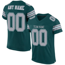 Load image into Gallery viewer, Custom Midnight Green Light Gray-White Mesh Authentic Football Jersey