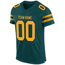 Load image into Gallery viewer, Custom Midnight Green Gold-Black Mesh Authentic Football Jersey