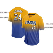 Load image into Gallery viewer, Custom Gold White-Royal Fade Baseball Jersey