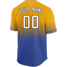 Load image into Gallery viewer, Custom Gold White-Royal Fade Baseball Jersey