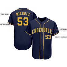 Load image into Gallery viewer, Custom Navy Gold Baseball Jersey