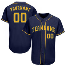 Load image into Gallery viewer, Custom Navy Gold Baseball Jersey