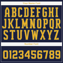Load image into Gallery viewer, Custom Navy Gold Baseball Jersey