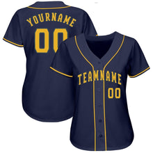 Load image into Gallery viewer, Custom Navy Gold Baseball Jersey