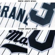 Load image into Gallery viewer, Custom White Royal Pinstripe Navy-Gold Baseball Jersey