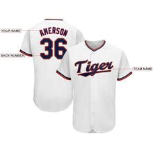 Load image into Gallery viewer, Custom White Navy-Red Baseball Jersey