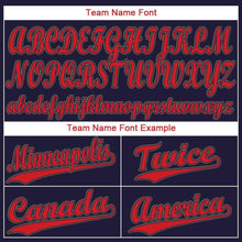 Load image into Gallery viewer, Custom Navy Red-Old Gold Baseball Jersey