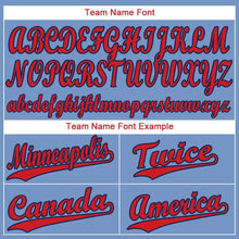 Load image into Gallery viewer, Custom Light Blue Red-Navy Baseball Jersey
