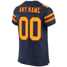 Load image into Gallery viewer, Custom Navy Gold-Red Mesh Authentic Football Jersey - Fcustom