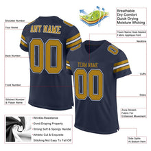 Load image into Gallery viewer, Custom Navy Old Gold-White Mesh Authentic Football Jersey - Fcustom