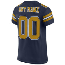 Load image into Gallery viewer, Custom Navy Old Gold-White Mesh Authentic Football Jersey - Fcustom