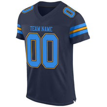 Load image into Gallery viewer, Custom Navy Powder Blue-Gold Mesh Authentic Football Jersey - Fcustom