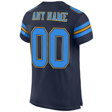 Load image into Gallery viewer, Custom Navy Powder Blue-Gold Mesh Authentic Football Jersey - Fcustom