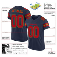 Load image into Gallery viewer, Custom Navy Red-Old Gold Mesh Authentic Football Jersey - Fcustom