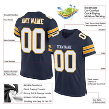 Load image into Gallery viewer, Custom Navy White-Gold Mesh Authentic Football Jersey - Fcustom