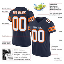 Load image into Gallery viewer, Custom Navy White-Orange Mesh Authentic Football Jersey - Fcustom