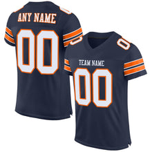 Load image into Gallery viewer, Custom Navy White-Orange Mesh Authentic Football Jersey - Fcustom