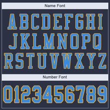 Load image into Gallery viewer, Custom Navy Powder Blue-Gold Mesh Authentic Football Jersey - Fcustom