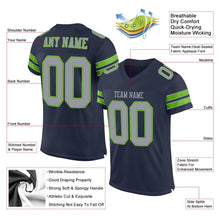 Load image into Gallery viewer, Custom Navy Light Gray-Neon Green Mesh Authentic Football Jersey - Fcustom