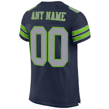 Load image into Gallery viewer, Custom Navy Light Gray-Neon Green Mesh Authentic Football Jersey - Fcustom