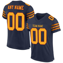 Load image into Gallery viewer, Custom Navy Gold-Red Mesh Authentic Football Jersey - Fcustom