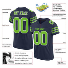 Load image into Gallery viewer, Custom Navy Neon Green-White Mesh Authentic Football Jersey - Fcustom