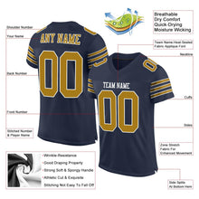 Load image into Gallery viewer, Custom Navy Old Gold-White Mesh Authentic Football Jersey - Fcustom