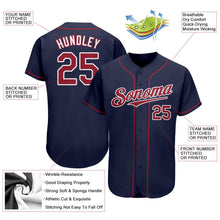 Load image into Gallery viewer, Custom Navy Red-White Authentic Baseball Jersey