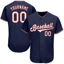 Load image into Gallery viewer, Custom Navy White-Red Authentic Baseball Jersey