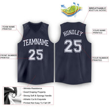 Load image into Gallery viewer, Custom Navy White V-Neck Basketball Jersey - Fcustom