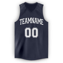 Load image into Gallery viewer, Custom Navy White V-Neck Basketball Jersey - Fcustom