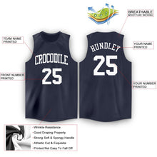 Load image into Gallery viewer, Custom Navy White Round Neck Basketball Jersey - Fcustom