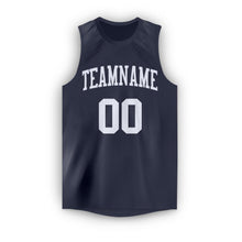 Load image into Gallery viewer, Custom Navy White Round Neck Basketball Jersey - Fcustom