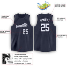 Load image into Gallery viewer, Custom Navy White Round Neck Basketball Jersey - Fcustom