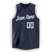 Load image into Gallery viewer, Custom Navy White Round Neck Basketball Jersey - Fcustom