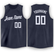 Load image into Gallery viewer, Custom Navy White Round Neck Basketball Jersey - Fcustom