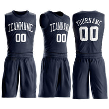 Load image into Gallery viewer, Custom Navy White Round Neck Suit Basketball Jersey - Fcustom