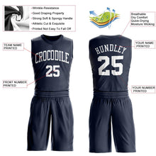 Load image into Gallery viewer, Custom Navy White Round Neck Suit Basketball Jersey - Fcustom