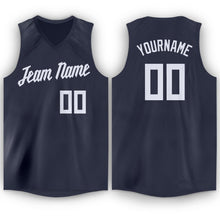 Load image into Gallery viewer, Custom Navy White V-Neck Basketball Jersey - Fcustom