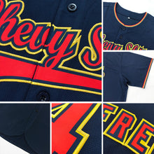 Load image into Gallery viewer, Custom Navy Orange Authentic Baseball Jersey