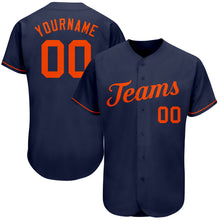 Load image into Gallery viewer, Custom Navy Orange Authentic Baseball Jersey