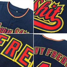 Load image into Gallery viewer, Custom Navy Orange-White Authentic Baseball Jersey