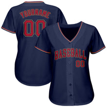 Load image into Gallery viewer, Custom Navy Red-Old Gold Authentic Baseball Jersey