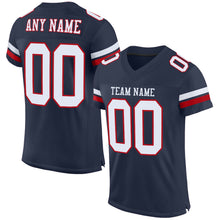 Load image into Gallery viewer, Custom Navy White-Red Mesh Authentic Football Jersey