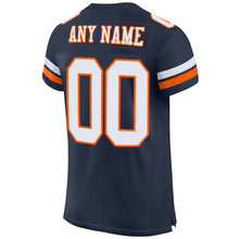 Load image into Gallery viewer, Custom Navy White-Orange Mesh Authentic Football Jersey