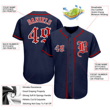 Load image into Gallery viewer, Custom Navy Red-White Authentic Baseball Jersey