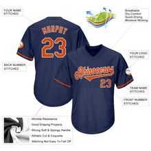 Load image into Gallery viewer, Custom Navy Orange-White Authentic Throwback Rib-Knit Baseball Jersey Shirt