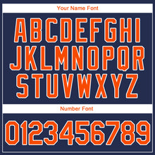 Load image into Gallery viewer, Custom Navy Orange-White Authentic Throwback Rib-Knit Baseball Jersey Shirt